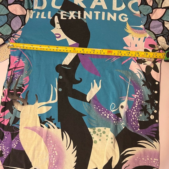 Custo Barcelona Blue and Black Graphic Top. - Picture 5 of 5